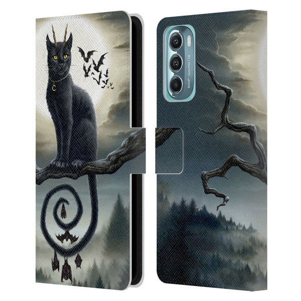 Sarah Richter Animals Gothic Black Cat & Bats Leather Book Wallet Case Cover For Motorola Moto G Stylus 5G (2022)