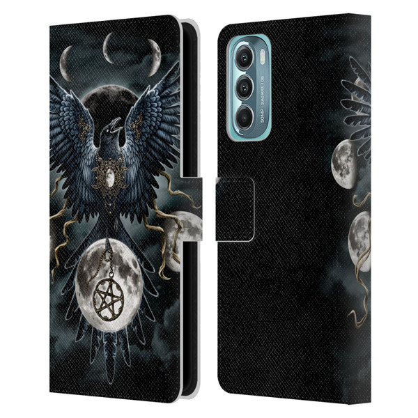 Sarah Richter Animals Gothic Black Raven Leather Book Wallet Case Cover For Motorola Moto G Stylus 5G (2022)