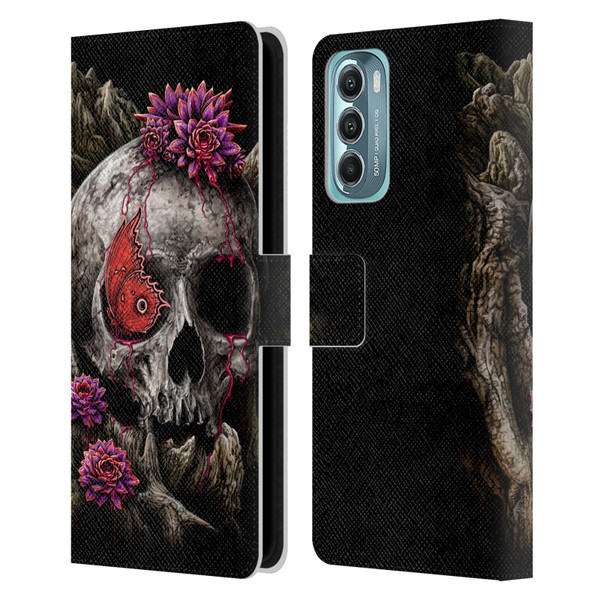 Sarah Richter Skulls Butterfly And Flowers Leather Book Wallet Case Cover For Motorola Moto G Stylus 5G (2022)
