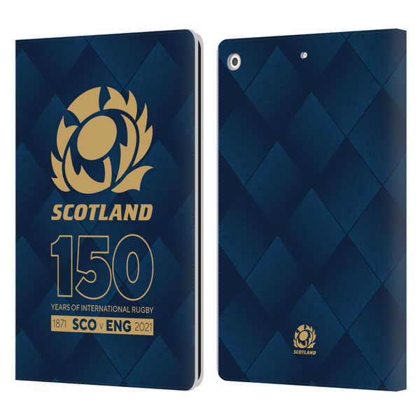 Scotland Rugby 150th Anniversary Halftone Leather Book Wallet Case Cover For Apple iPad 10.2 2019/2020/2021