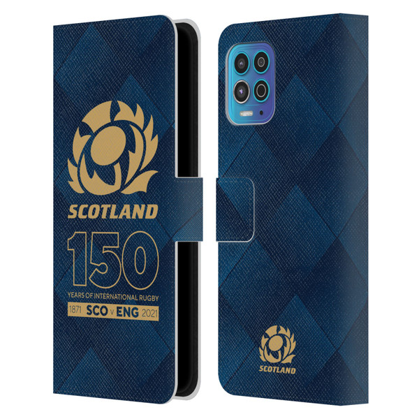 Scotland Rugby 150th Anniversary Halftone Leather Book Wallet Case Cover For Motorola Moto G100