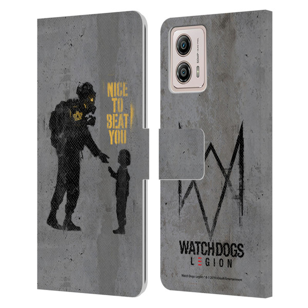 Watch Dogs Legion Street Art Nice To Beat You Leather Book Wallet Case Cover For Motorola Moto G53 5G