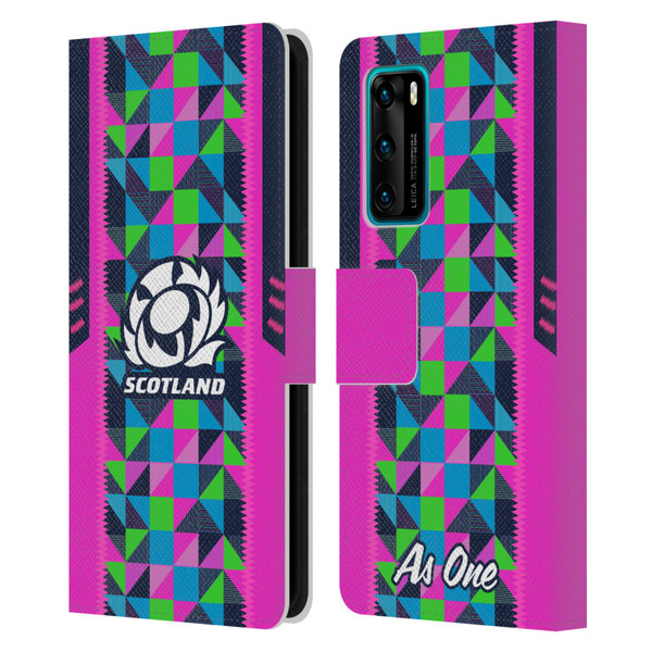 Scotland Rugby 2023/24 Crest Kit Neon Training Leather Book Wallet Case Cover For Huawei P40 5G