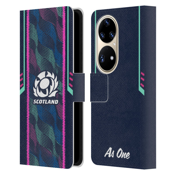 Scotland Rugby 2023/24 Crest Kit Wave Training Leather Book Wallet Case Cover For Huawei P50 Pro