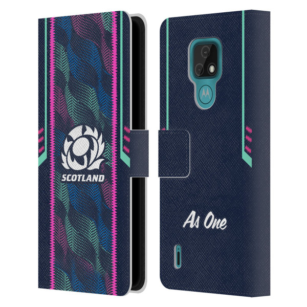 Scotland Rugby 2023/24 Crest Kit Wave Training Leather Book Wallet Case Cover For Motorola Moto E7