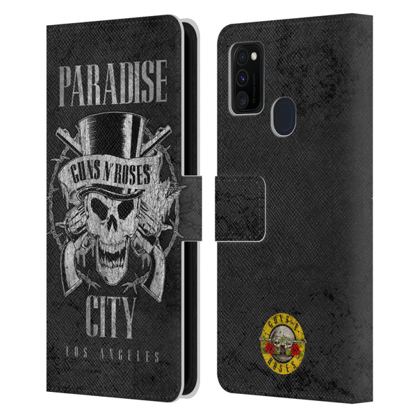 Guns N' Roses Vintage Paradise City Leather Book Wallet Case Cover For Samsung Galaxy M30s (2019)/M21 (2020)