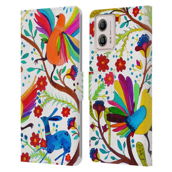 Sylvie Demers Floral Rainbow Wings Leather Book Wallet Case Cover For Motorola Moto G53 5G