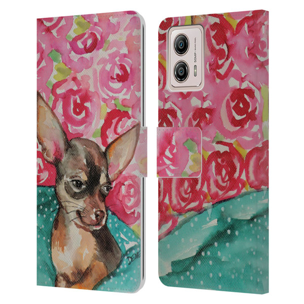 Sylvie Demers Nature Chihuahua Leather Book Wallet Case Cover For Motorola Moto G53 5G