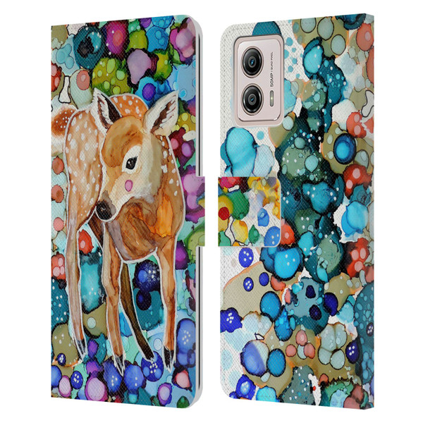 Sylvie Demers Nature Deer Leather Book Wallet Case Cover For Motorola Moto G53 5G