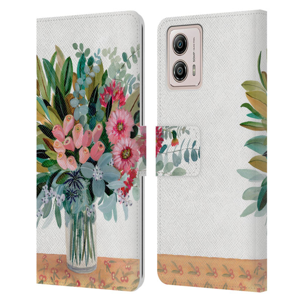 Suzanne Allard Floral Graphics Magnolia Surrender Leather Book Wallet Case Cover For Motorola Moto G53 5G