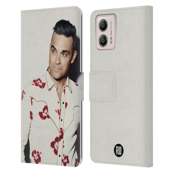 Robbie Williams Calendar Floral Shirt Leather Book Wallet Case Cover For Motorola Moto G53 5G