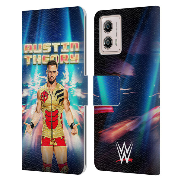 WWE Austin Theory Portrait Leather Book Wallet Case Cover For Motorola Moto G53 5G