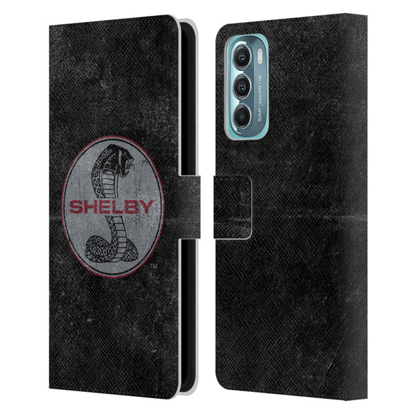 Shelby Logos Distressed Black Leather Book Wallet Case Cover For Motorola Moto G Stylus 5G (2022)
