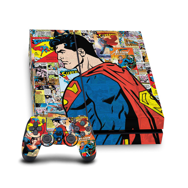 Superman DC Comics Logos And Comic Book Character Collage Vinyl Sticker Skin Decal Cover for Sony PS4 Console & Controller