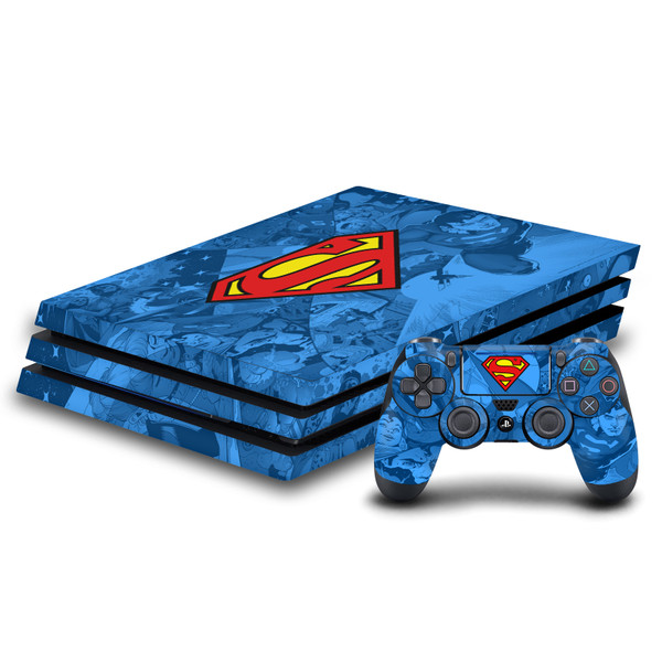 Superman DC Comics Logos And Comic Book Collage Vinyl Sticker Skin Decal Cover for Sony PS4 Pro Bundle