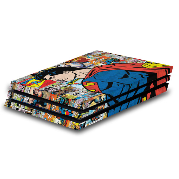 Superman DC Comics Logos And Comic Book Character Collage Vinyl Sticker Skin Decal Cover for Sony PS4 Pro Console