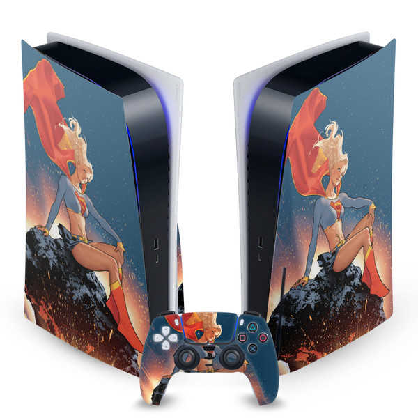 Superman DC Comics Logos And Comic Book Supergirl Vinyl Sticker Skin Decal Cover for Sony PS5 Disc Edition Bundle