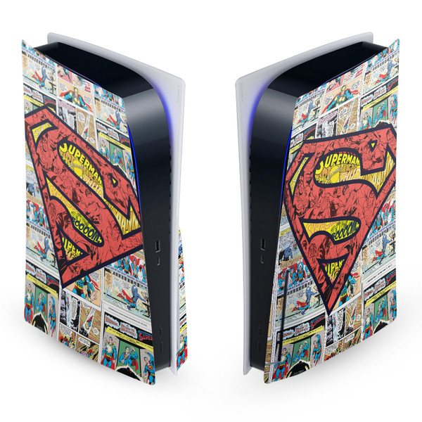 Superman DC Comics Logos And Comic Book Oversized Vinyl Sticker Skin Decal Cover for Sony PS5 Disc Edition Console