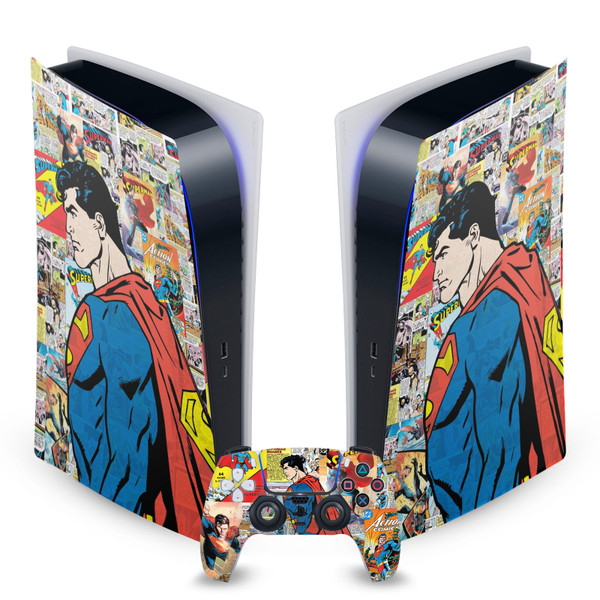 Superman DC Comics Logos And Comic Book Character Collage Vinyl Sticker Skin Decal Cover for Sony PS5 Digital Edition Bundle