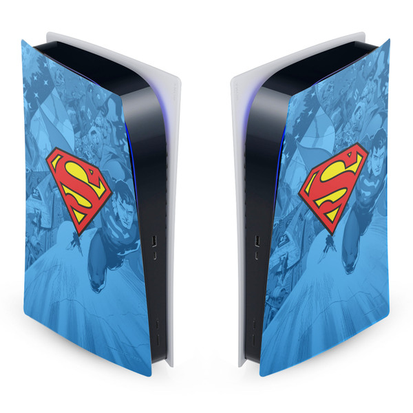 Superman DC Comics Logos And Comic Book Collage Vinyl Sticker Skin Decal Cover for Sony PS5 Digital Edition Console