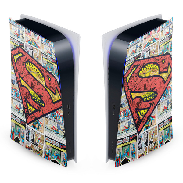 Superman DC Comics Logos And Comic Book Oversized Vinyl Sticker Skin Decal Cover for Sony PS5 Digital Edition Console