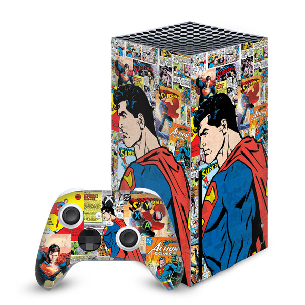 Superman DC Comics Logos And Comic Book Character Collage Vinyl Sticker Skin Decal Cover for Microsoft Series X Console & Controller