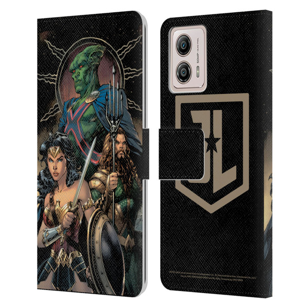 Zack Snyder's Justice League Snyder Cut Graphics Martian Manhunter Wonder Woman Leather Book Wallet Case Cover For Motorola Moto G53 5G