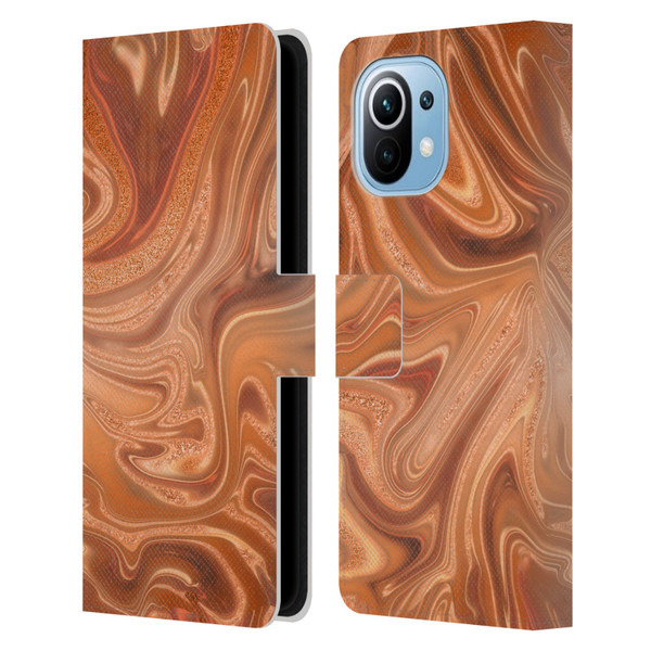LebensArt Concretes Shiny Copper Leather Book Wallet Case Cover For Xiaomi Mi 11