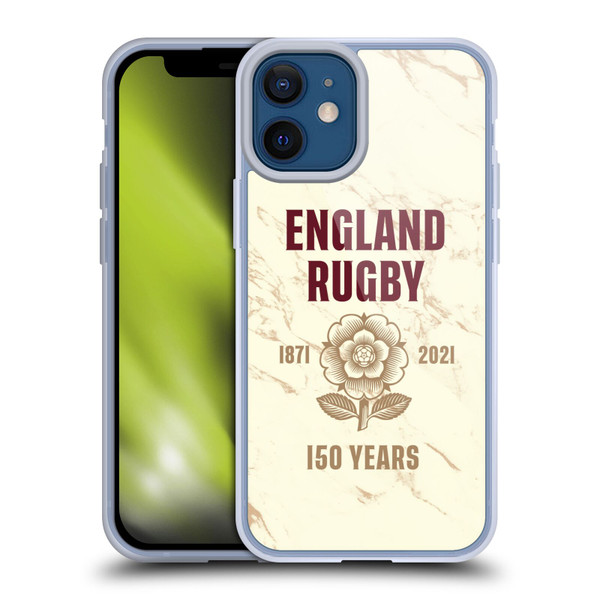 England Rugby Union 150th Anniversary Marble Soft Gel Case for Apple iPhone 12 Mini