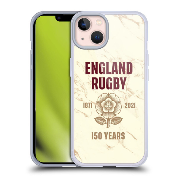 England Rugby Union 150th Anniversary Marble Soft Gel Case for Apple iPhone 13