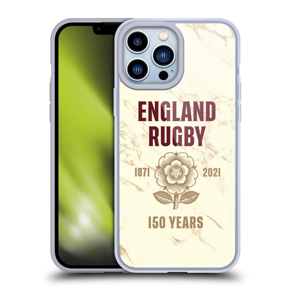 England Rugby Union 150th Anniversary Marble Soft Gel Case for Apple iPhone 13 Pro Max