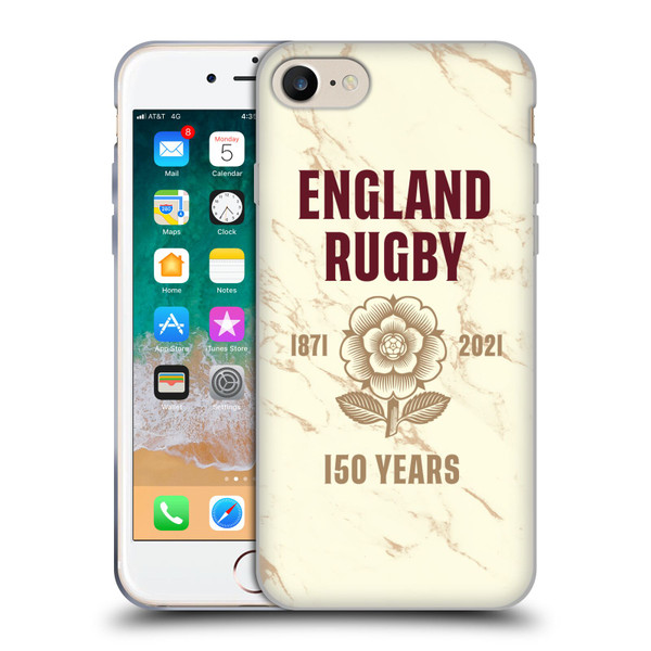 England Rugby Union 150th Anniversary Marble Soft Gel Case for Apple iPhone 7 / 8 / SE 2020 & 2022