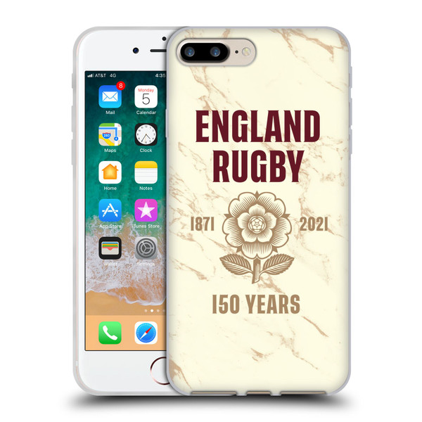 England Rugby Union 150th Anniversary Marble Soft Gel Case for Apple iPhone 7 Plus / iPhone 8 Plus