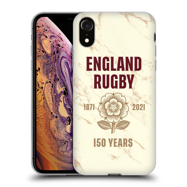 England Rugby Union 150th Anniversary Marble Soft Gel Case for Apple iPhone XR