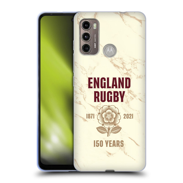 England Rugby Union 150th Anniversary Marble Soft Gel Case for Motorola Moto G60 / Moto G40 Fusion