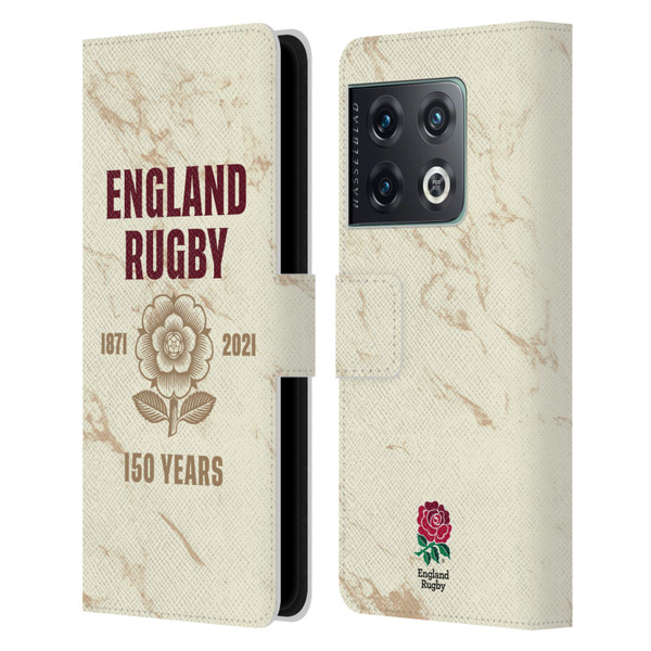 England Rugby Union 150th Anniversary Marble Leather Book Wallet Case Cover For OnePlus 10 Pro
