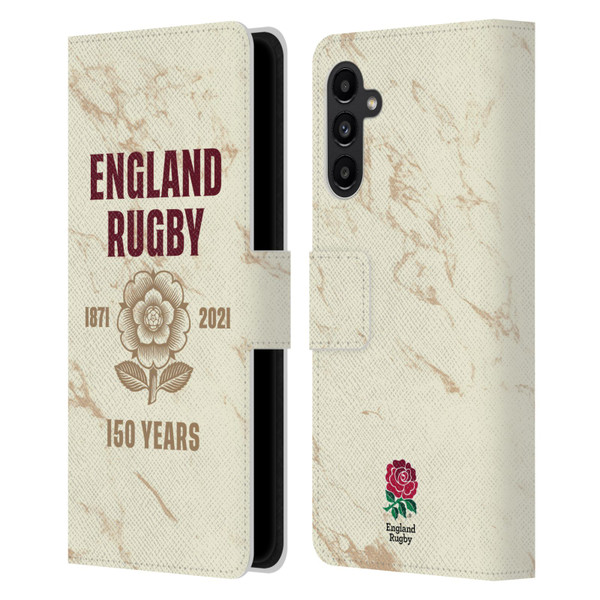 England Rugby Union 150th Anniversary Marble Leather Book Wallet Case Cover For Samsung Galaxy A13 5G (2021)