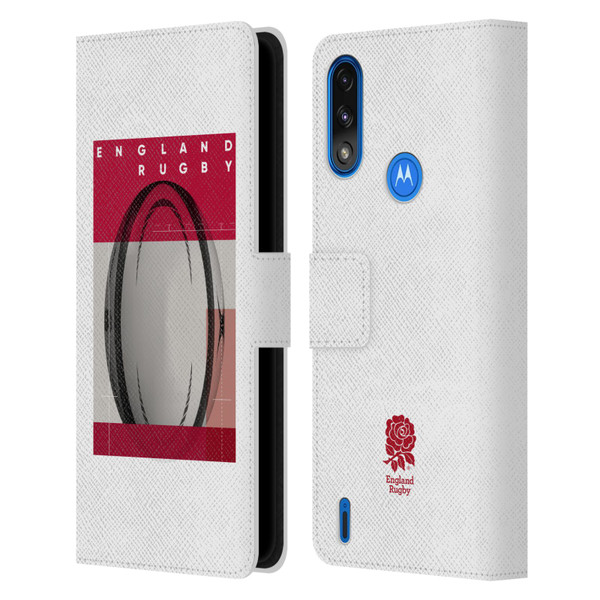 England Rugby Union First XV Ball Leather Book Wallet Case Cover For Motorola Moto E7 Power / Moto E7i Power