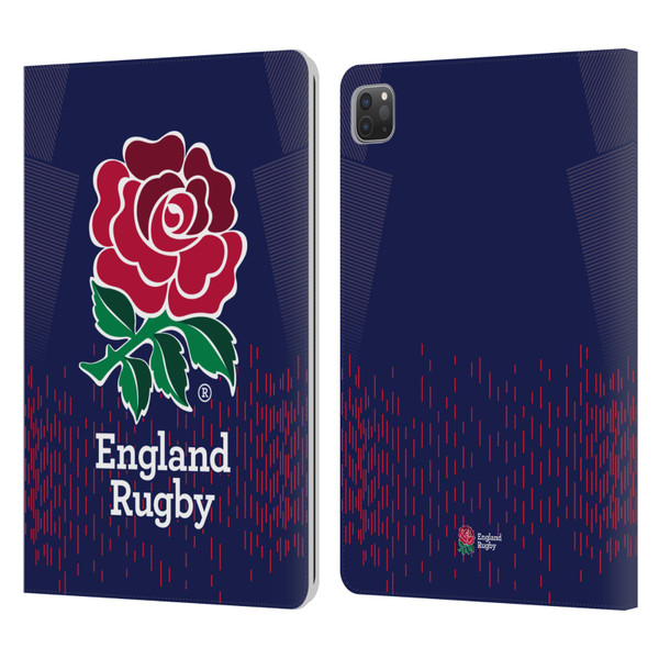 England Rugby Union 2023/24 Crest Kit Away Leather Book Wallet Case Cover For Apple iPad Pro 11 2020 / 2021 / 2022