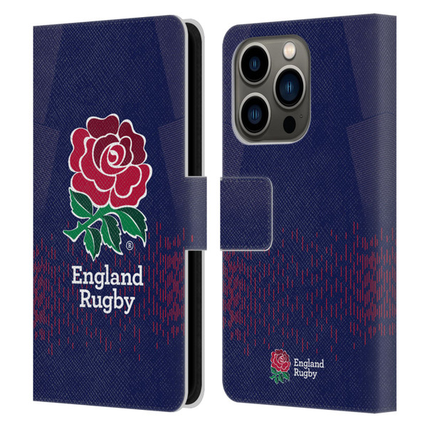 England Rugby Union 2023/24 Crest Kit Away Leather Book Wallet Case Cover For Apple iPhone 14 Pro