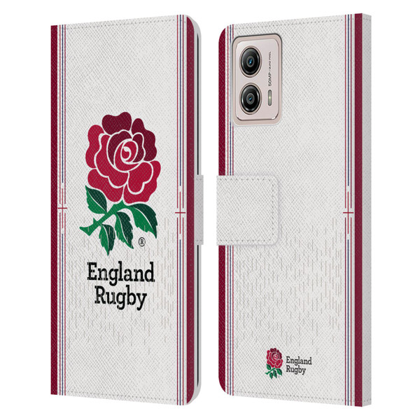 England Rugby Union 2023/24 Crest Kit Home Leather Book Wallet Case Cover For Motorola Moto G53 5G