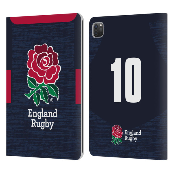 England Rugby Union 2020/21 Players Away Kit Position 10 Leather Book Wallet Case Cover For Apple iPad Pro 11 2020 / 2021 / 2022