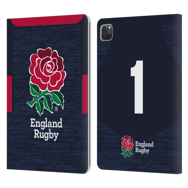 England Rugby Union 2020/21 Players Away Kit Position 1 Leather Book Wallet Case Cover For Apple iPad Pro 11 2020 / 2021 / 2022