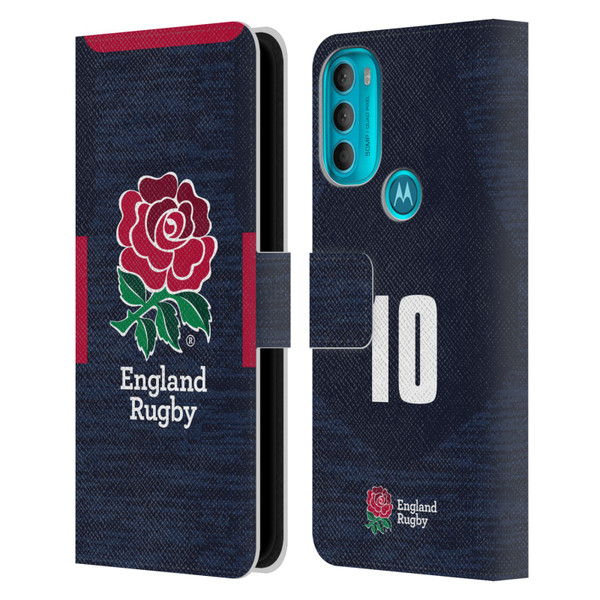 England Rugby Union 2020/21 Players Away Kit Position 10 Leather Book Wallet Case Cover For Motorola Moto G71 5G