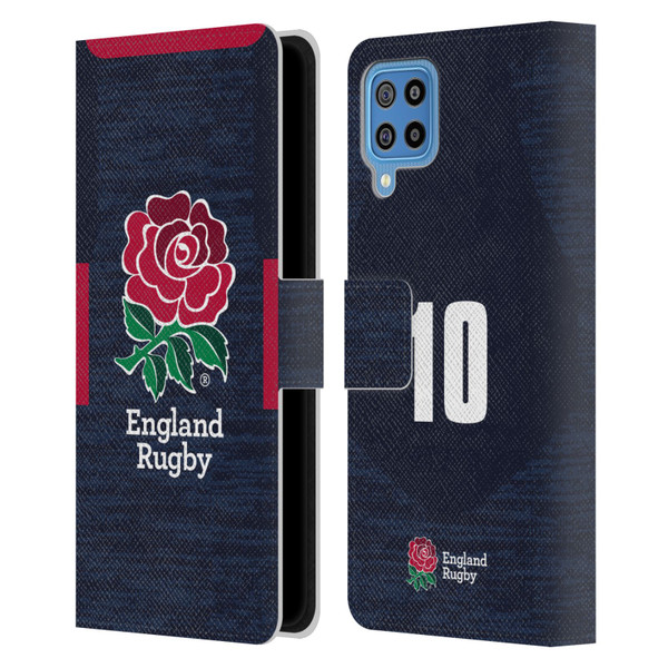 England Rugby Union 2020/21 Players Away Kit Position 10 Leather Book Wallet Case Cover For Samsung Galaxy F22 (2021)