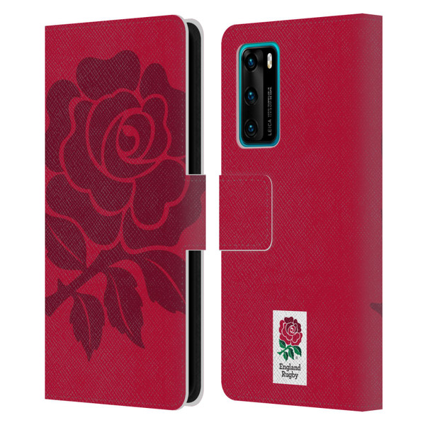 England Rugby Union 2016/17 The Rose Mono Rose Leather Book Wallet Case Cover For Huawei P40 5G