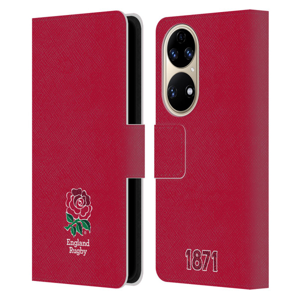 England Rugby Union 2016/17 The Rose Plain Red Leather Book Wallet Case Cover For Huawei P50