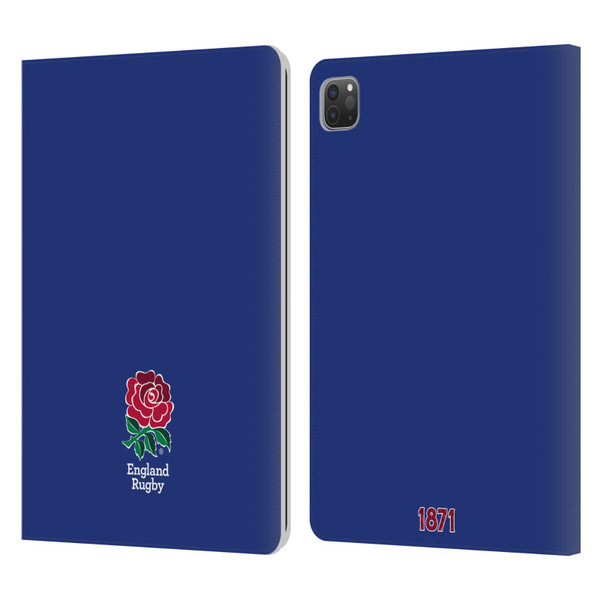 England Rugby Union 2016/17 The Rose Plain Navy Leather Book Wallet Case Cover For Apple iPad Pro 11 2020 / 2021 / 2022