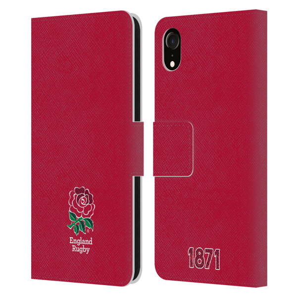 England Rugby Union 2016/17 The Rose Plain Red Leather Book Wallet Case Cover For Apple iPhone XR