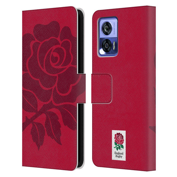 England Rugby Union 2016/17 The Rose Mono Rose Leather Book Wallet Case Cover For Motorola Edge 30 Neo 5G